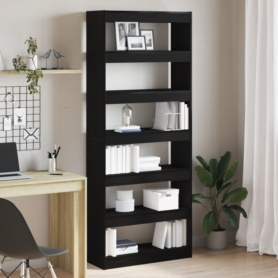 vidaXL Boekenkast met plank Zwart 80 x 30 x 198 cm Bewerkt hout afbeelding 1