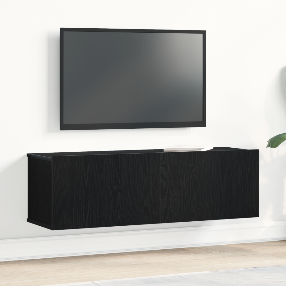 vidaXL TV-kast Zwart Eiken 100 x 30 x 30 cm Bewerkt hout afbeelding 1