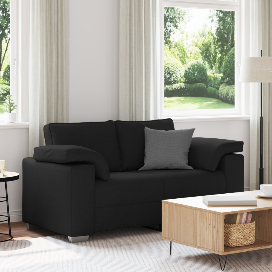 vidaXL Zwarte Loveseat - 120 cm Stof afbeelding 1