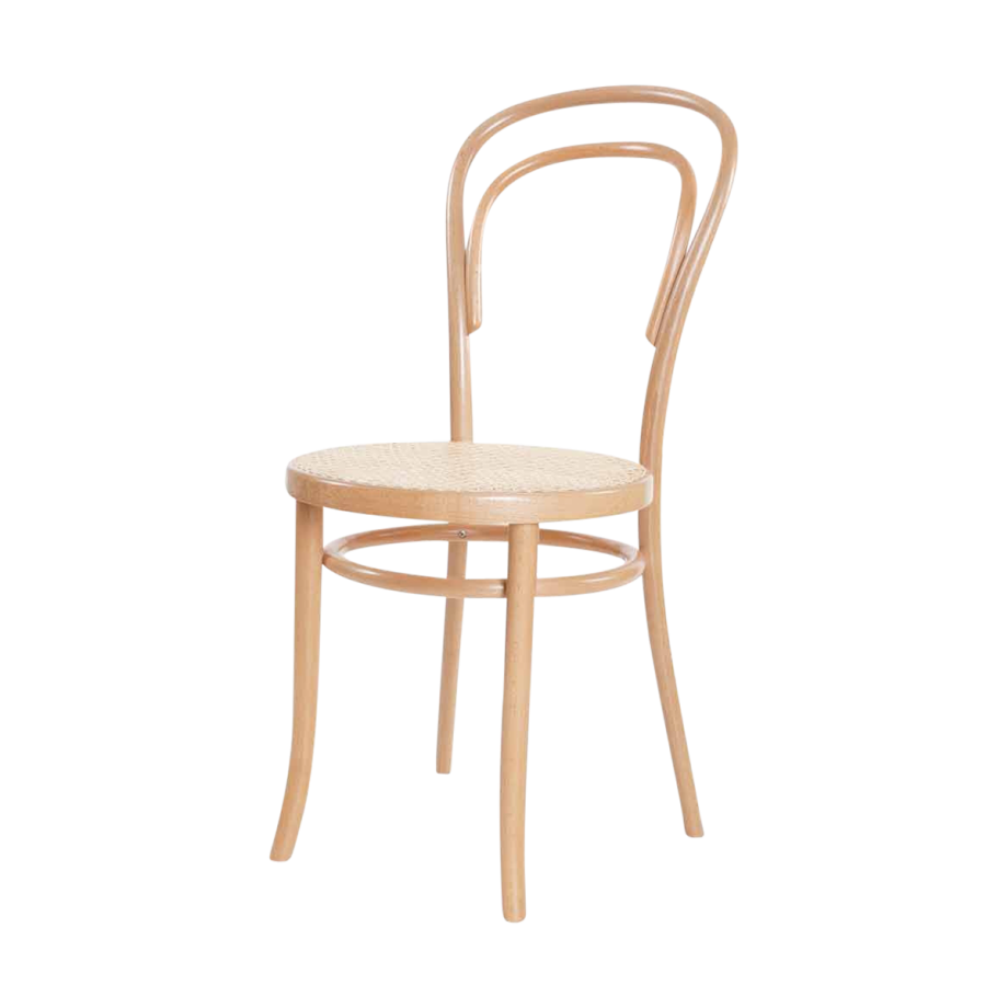 Vienna Thonet No. 14 houten bistrostoel naturel - met rotan zitting afbeelding 1