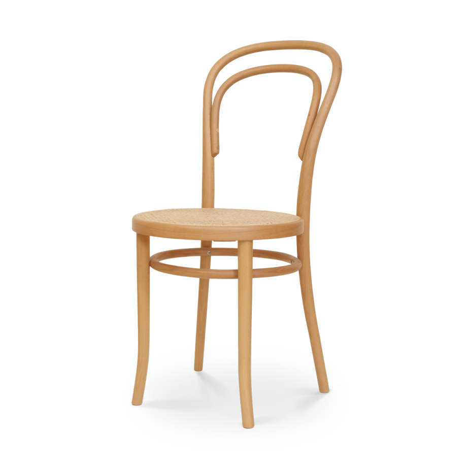 Vienna Thonet No. 14 houten bistrostoel naturel - met rotan zitting Vienna Thonet No. 14 houten bistrostoel naturel - met rotan zitting afbeelding 1