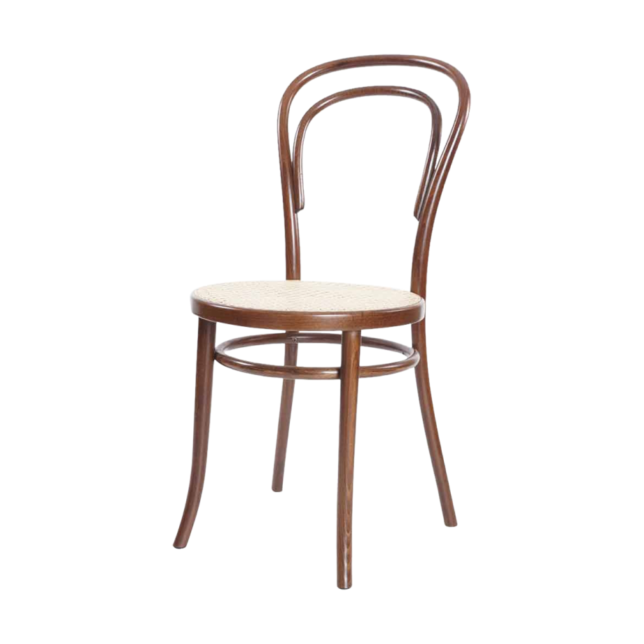 Vienna Thonet No. 14 houten bistrostoel walnoot - met rotan zitting afbeelding 1