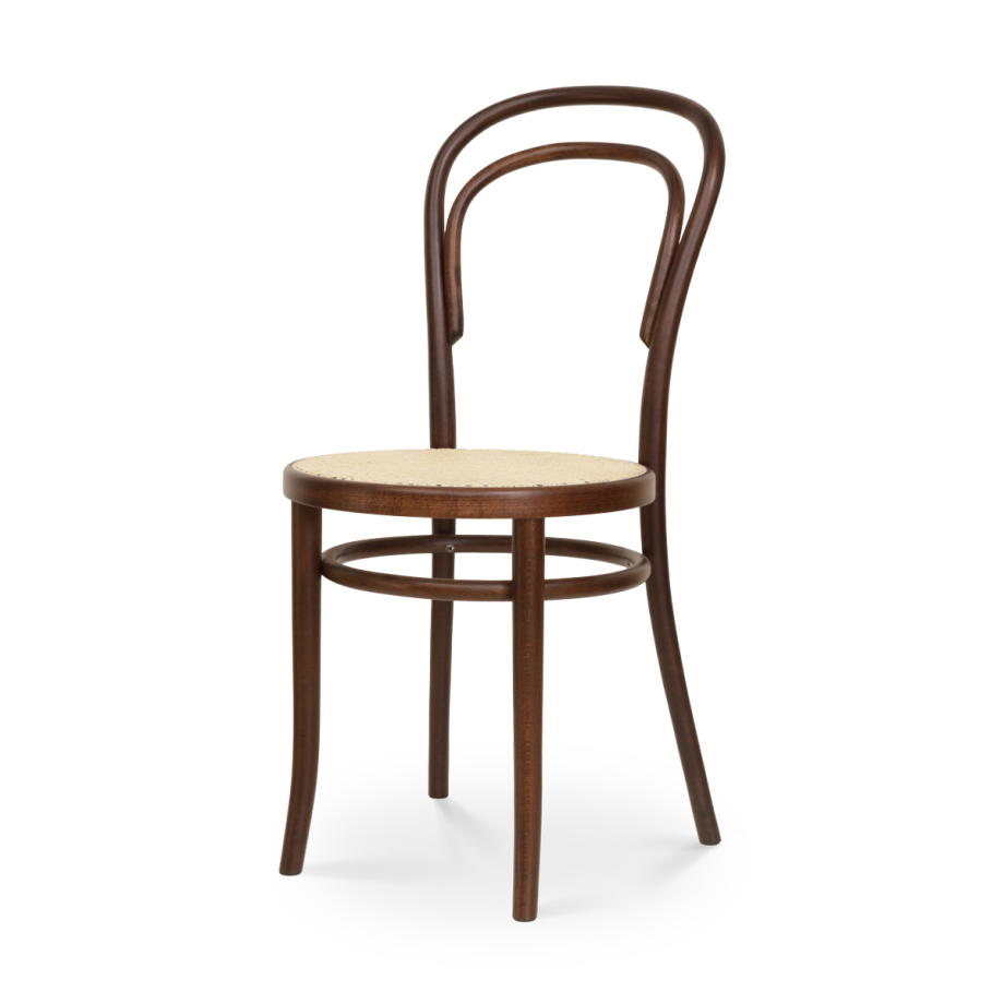 Vienna Thonet No. 14 houten bistrostoel walnoot - met rotan zitting Vienna Thonet No. 14 houten bistrostoel walnoot - met rotan zitting afbeelding 1