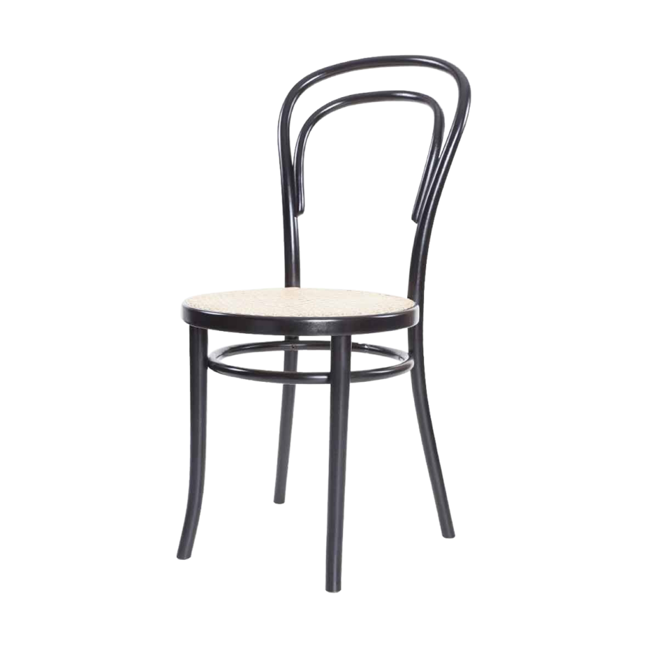 Vienna Thonet No. 14 houten bistrostoel zwart - met rotan zitting afbeelding 1