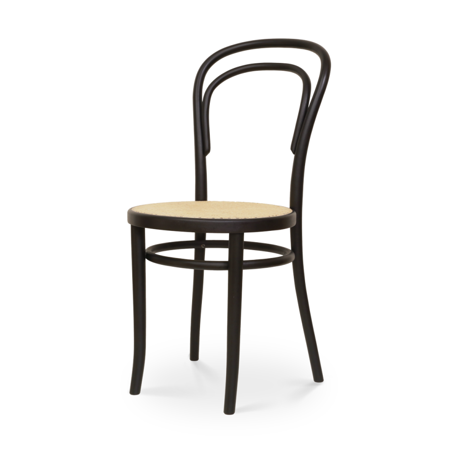 Vienna Thonet No. 14 houten bistrostoel zwart - met rotan zitting afbeelding 1