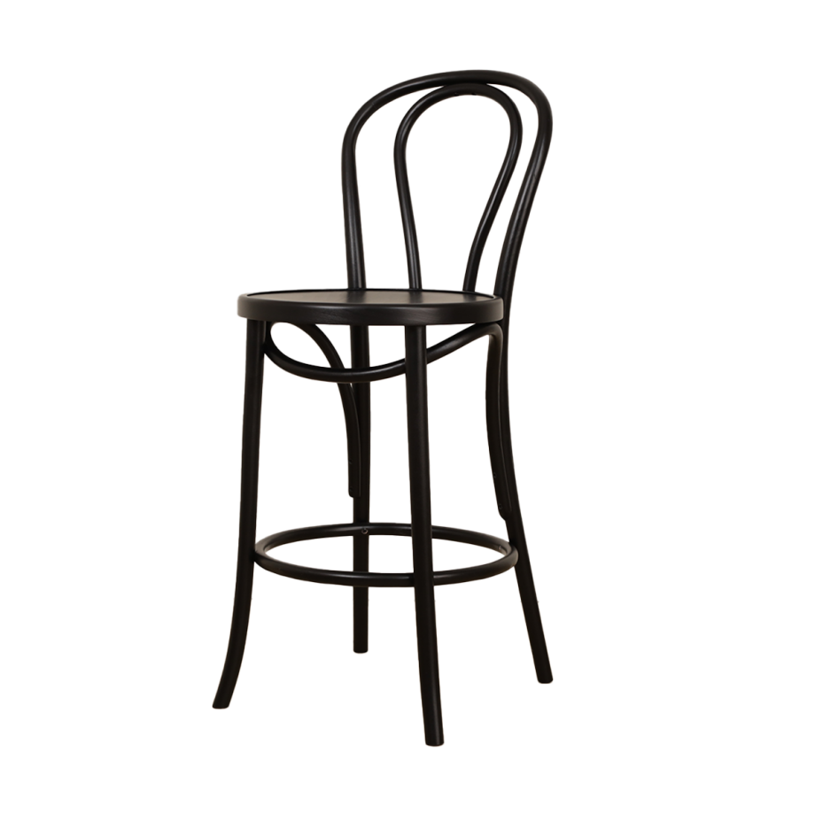 Vienna Thonet No. 18 houten barkruk black stained - 65 cm afbeelding 1