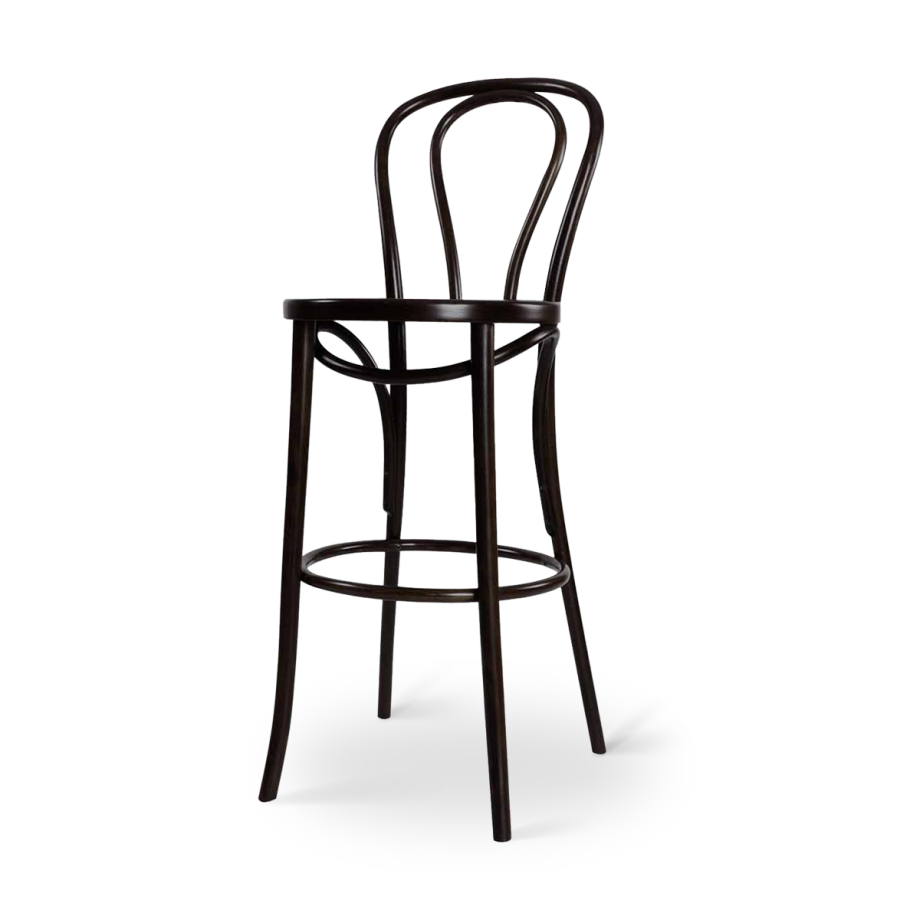 Vienna Thonet No. 18 houten barkruk zwart gebeitst - 75 cm Vienna Thonet No. 18 houten barkruk zwart gebeitst - 75 cm afbeelding 1