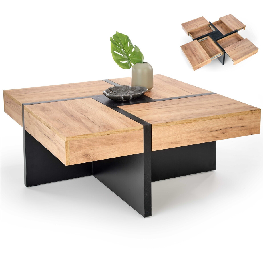 Vierkant salontafel Sevilla 100x100 cm met lades Vierkant salontafel Sevilla 100x100 cm met lades afbeelding 1