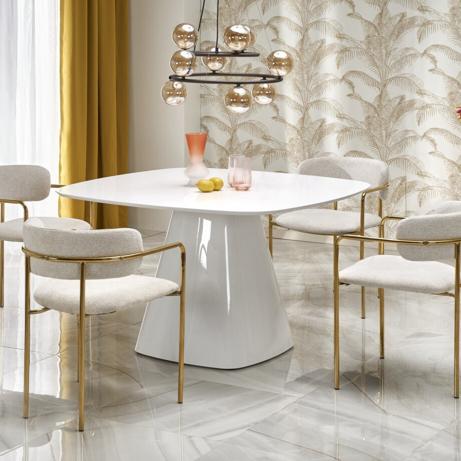 Vierkante eettafel Flavio 120x120 cm hoogglans wit afbeelding 1