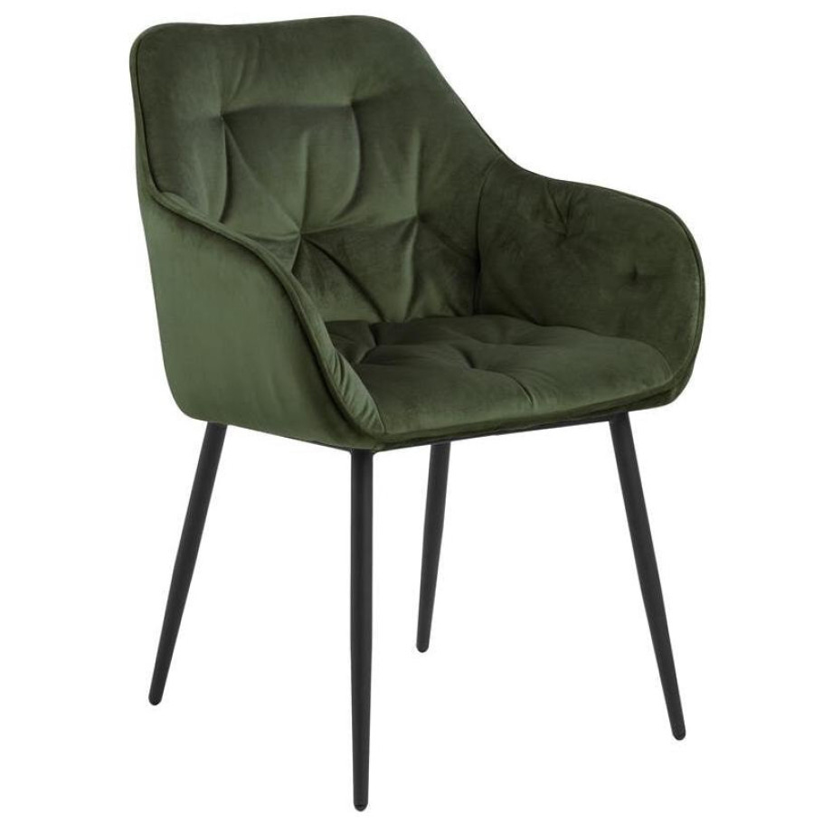 Bendt Eetkamerstoel 'Loren' Velvet, kleur Forest Green afbeelding 1