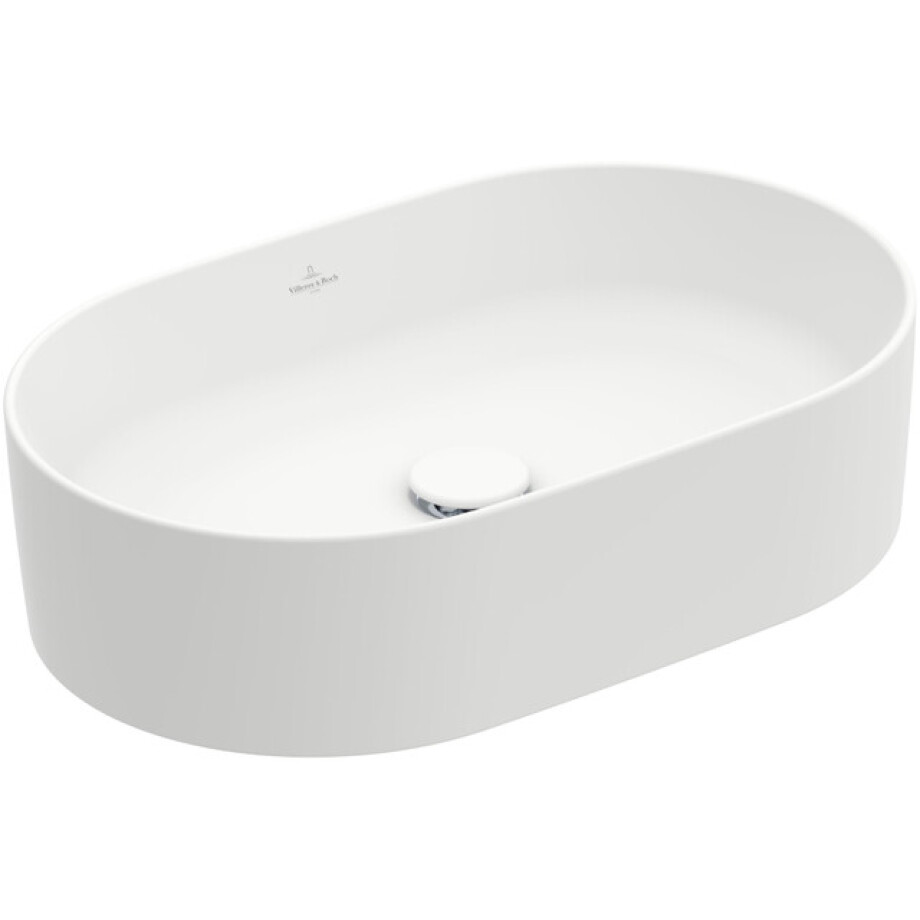 Villeroy & Boch Collaro opzetwastafel - ovaal 56x36cm - zonder overloop zonder kraangat ceramic+ stone white 4a1956rw Villeroy & Boch Collaro opzetwastafel - ovaal 56x36cm - zonder overloop zonder kraangat ceramic+ stone white 4a1956rw afbeelding 1