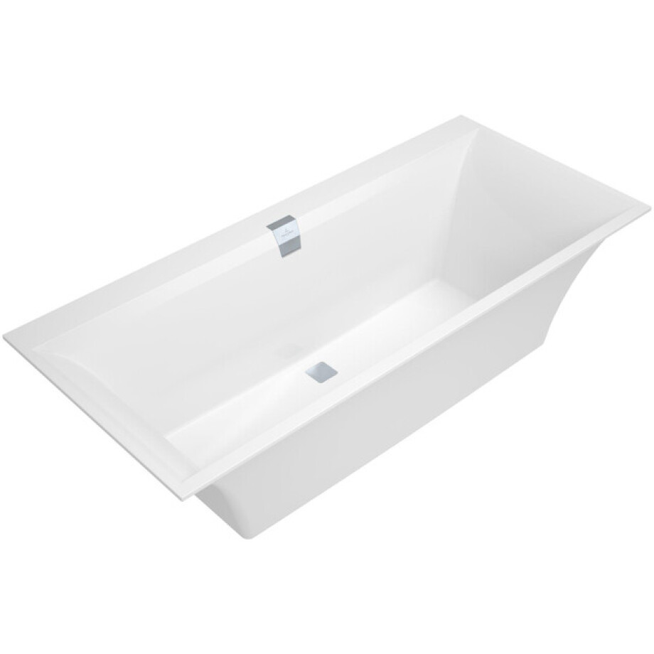 Villeroy & Boch Squaro Edge 12 kunststof bad quaryl rechthoekig 170x75x45cm - incl. poten en afvoer /overloopcombinatie wit ubq170sqe2dv-01 afbeelding 1