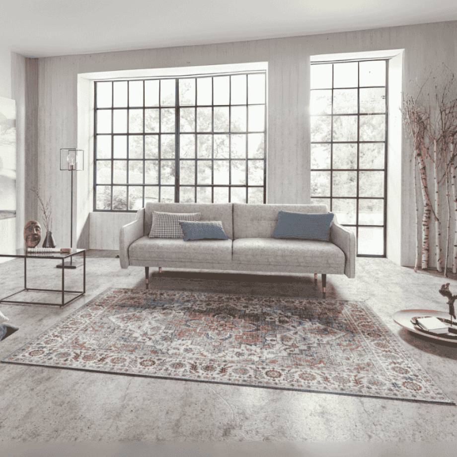 Vintage Vloerkleed Anthea - Creme Blauw 290x200cm - Polypropyleen - Dekbed-Discounter.nl afbeelding 1