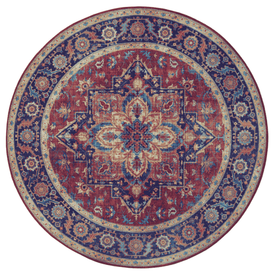 Vintage Vloerkleed Anthea Rond - Rood Blauw Xcm - - Dekbed-Discounter.nl Vintage Vloerkleed Anthea Rond - Rood Blauw Xcm - - Dekbed-Discounter.nl afbeelding