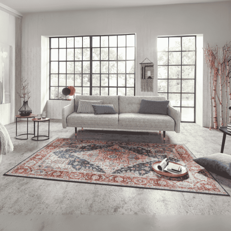 Vintage Vloerkleed Sylla - Rood Blauw 150x80cm - - Dekbed-Discounter.nl afbeelding 
