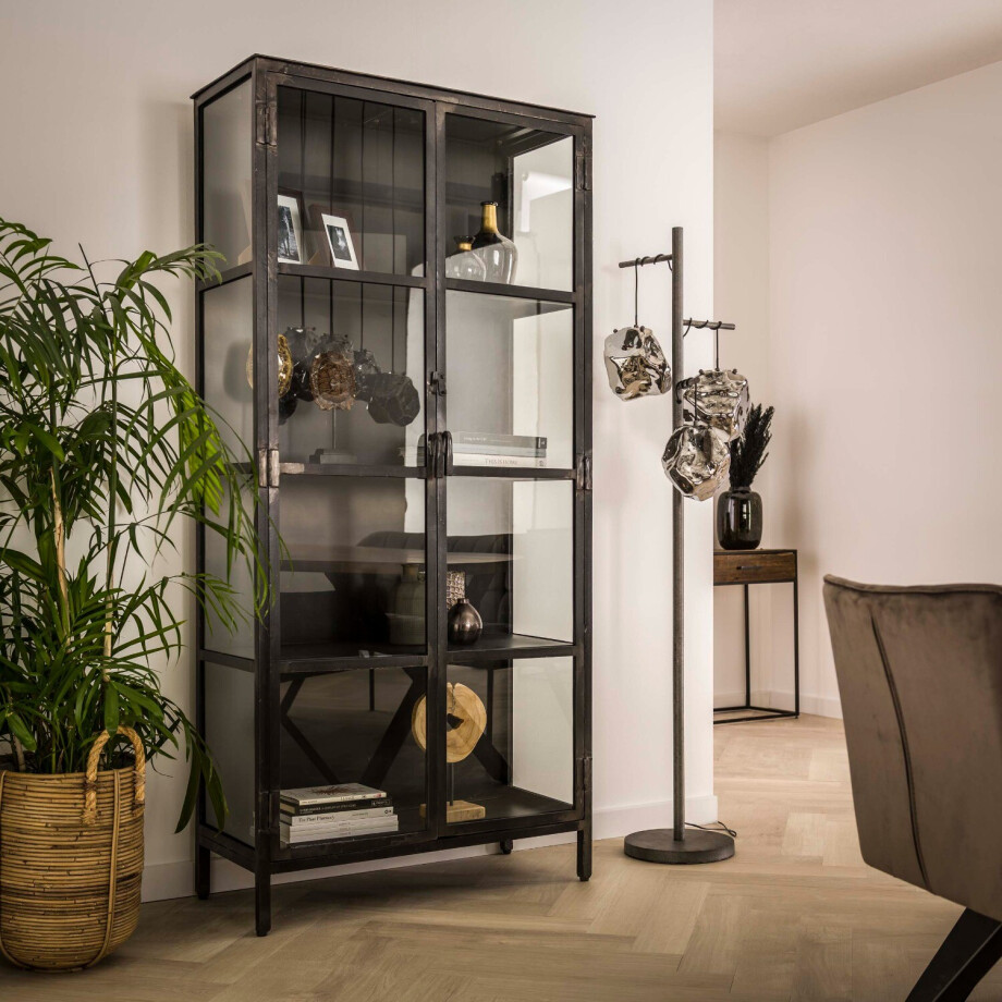 Vitrinekast Rift metal 2 deuren 190 cm hoog Vitrinekast Rift metal 2 deuren 190 cm hoog afbeelding 1