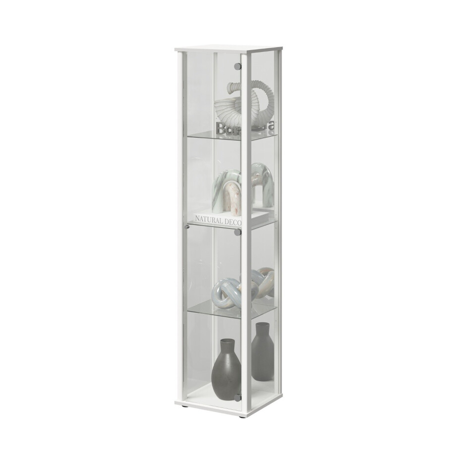Vitrinekast Bora 1 Deurs met spiegel 170 cm hoog in wit Vitrinekast Bora 1 Deurs met spiegel 170 cm hoog in wit afbeelding 1