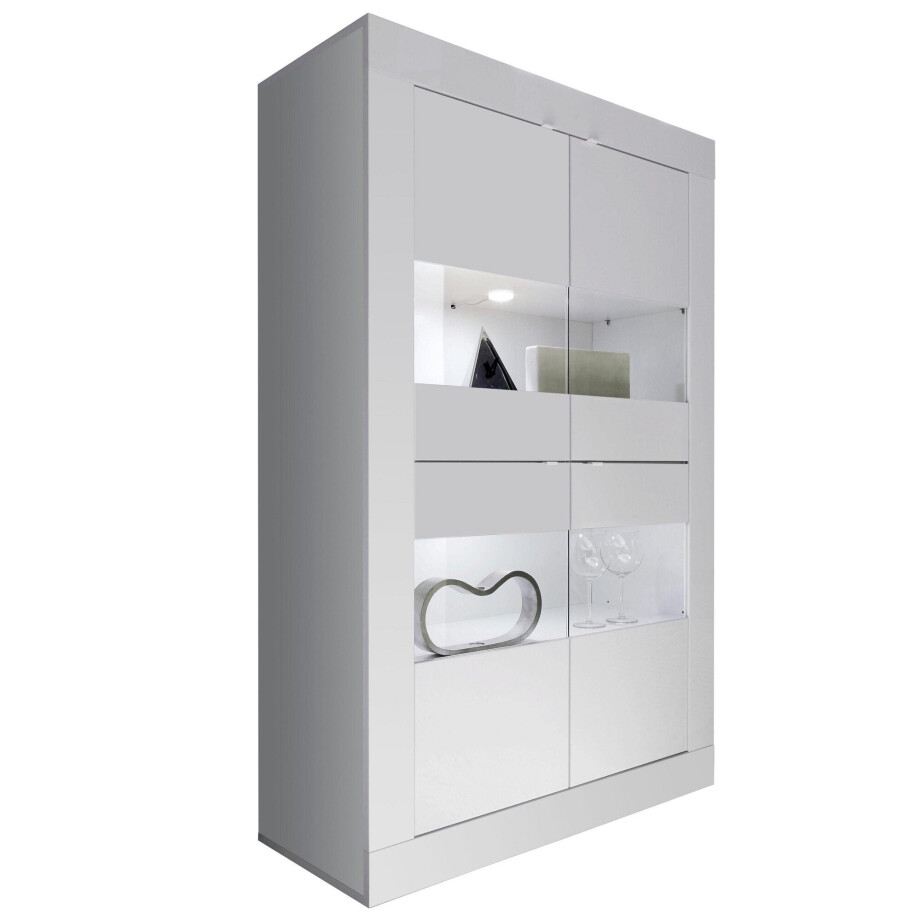 Vitrinekast Basic 162 cm hoog hoogglans wit afbeelding 1