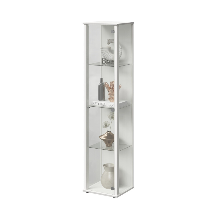 Vitrinekast Bora 1 Deurs 170 cm hoog in wit Vitrinekast Bora 1 Deurs 170 cm hoog in wit afbeelding 1