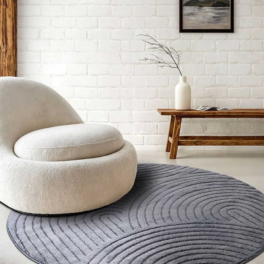 Vloerkleed Elle Decoration - New York Rond - Antraciet Xcm - - Dekbed-Discounter.nl afbeelding 
