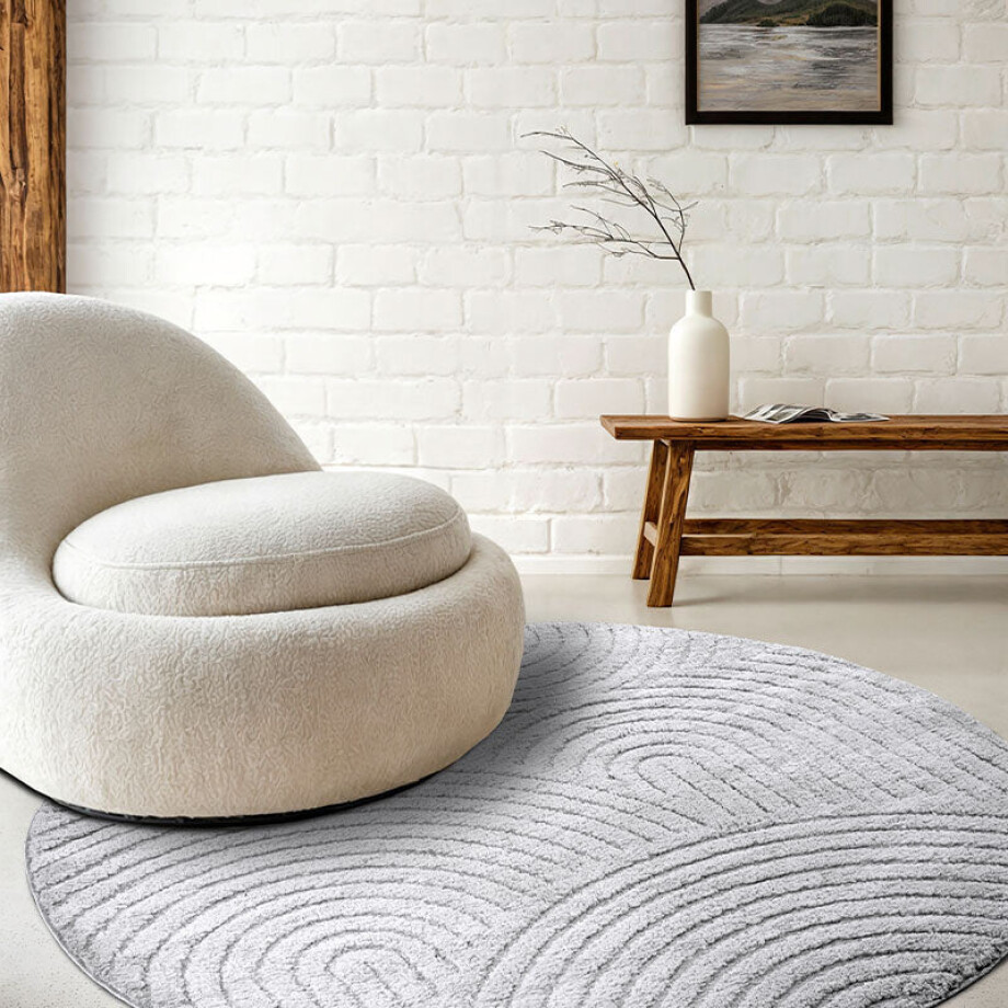 Vloerkleed Elle Decoration New York Rond - Grijs Xcm - - Dekbed-Discounter.nl afbeelding 