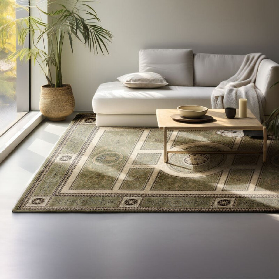 Vloerkleed Herat Caïro - Groen Crème 170x120cm - - Dekbed-Discounter.nl Vloerkleed Herat Caïro - Groen Crème 170x120cm - - Dekbed-Discounter.nl afbeelding