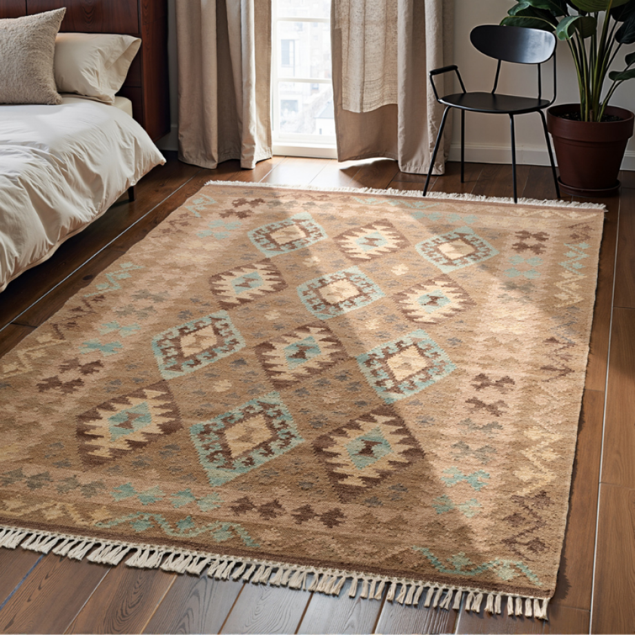 Vloerkleed Kamal - Beige 290x200cm - Jute Katoen - Dekbed-Discounter.nl afbeelding 1