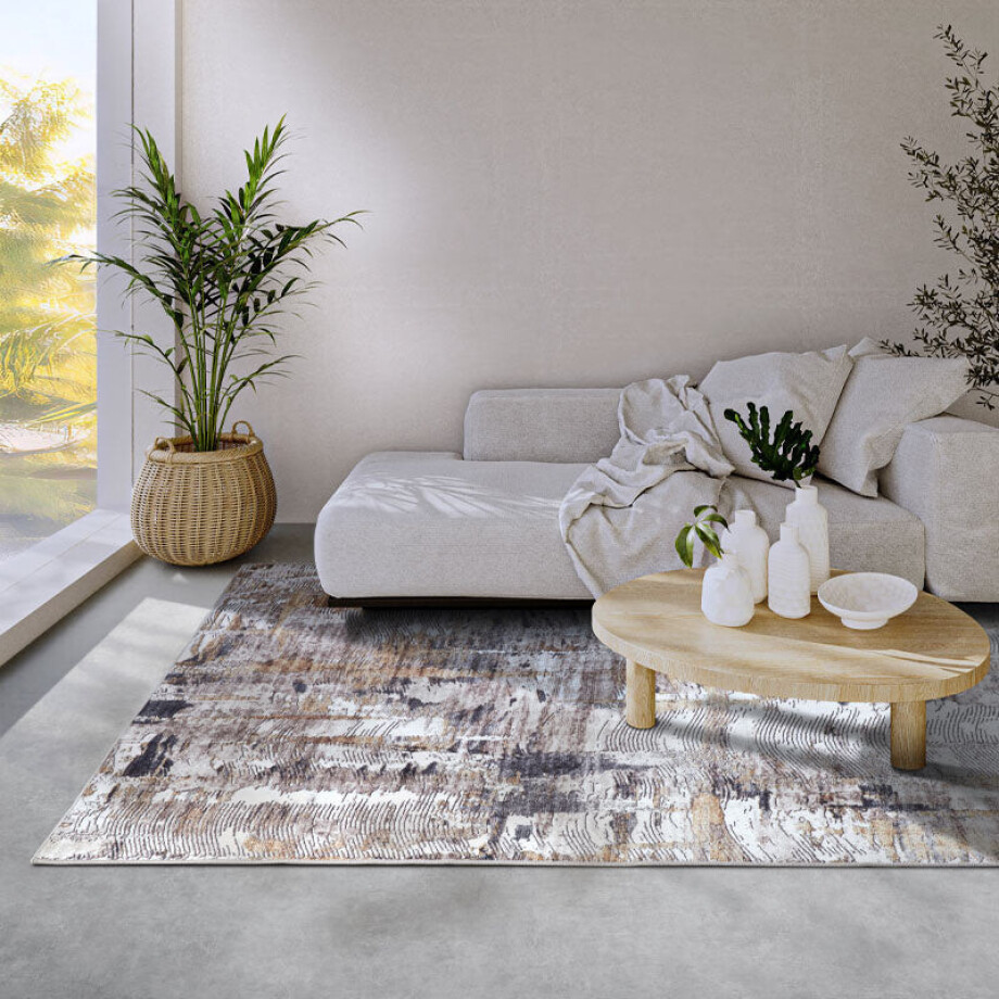 Vloerkleed Malard Antraciet Goud 160x230 Cm Laagpolig Elle Decoration - Dekbed-Discounter.nl afbeelding 1