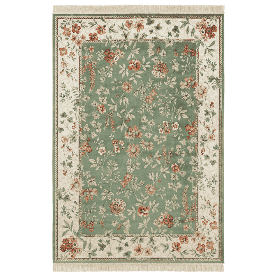 Vloerkleed Oriental Flowers - Groen 140x95cm - Polypropyleen - Dekbed-Discounter.nl afbeelding 1