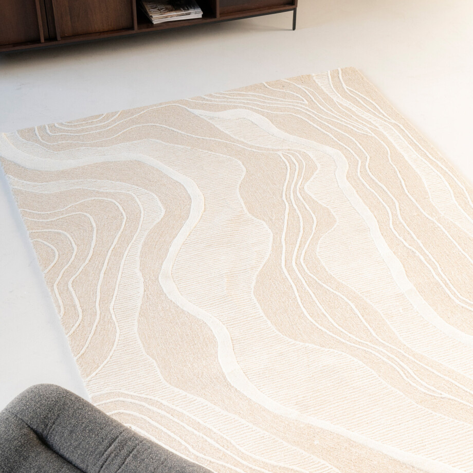 By-Boo Vloerkleed 'Soil' Wol, 190 x 290cm, kleur Beige afbeelding 1