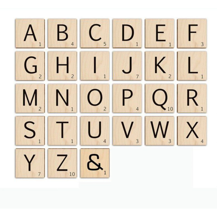 Wall-Art Artprint op hout Scrabble deco letters 15 cm (1 stuk) afbeelding 1