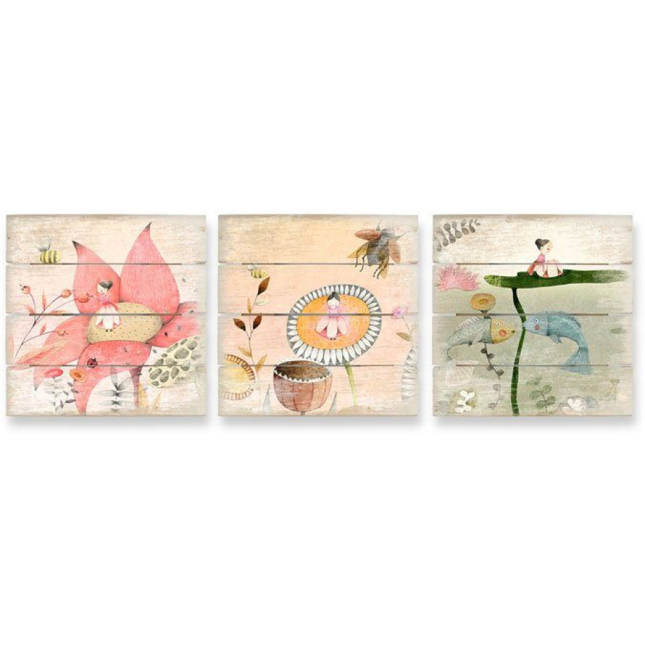 Wall-Art Meerdelige artprint Kindersprookje Duimelijntje set (set, 3-delig) afbeelding 1