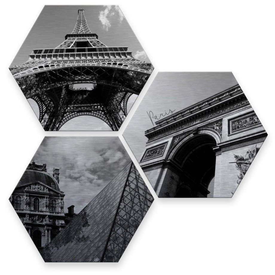 Wall-Art Meerdelige artprint Zilvereffect Impression of Paris (set, 3-delig) afbeelding 1