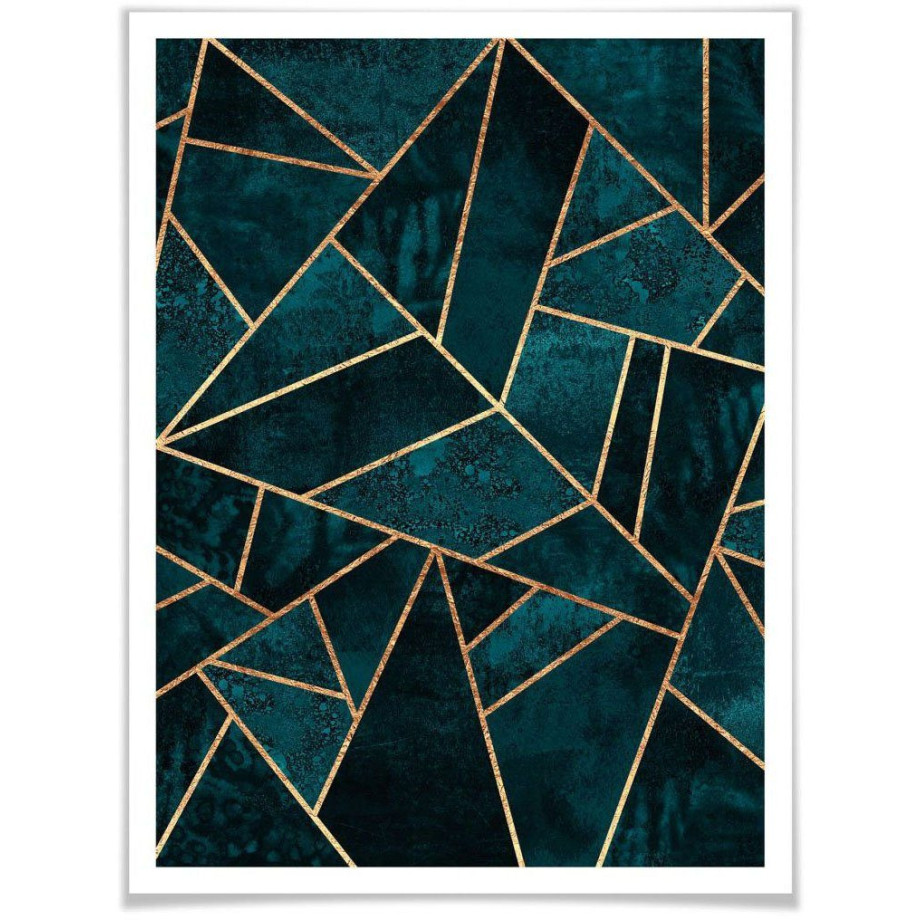 Wall-Art Poster Blauw groen edelsteen (1 stuk) afbeelding 1