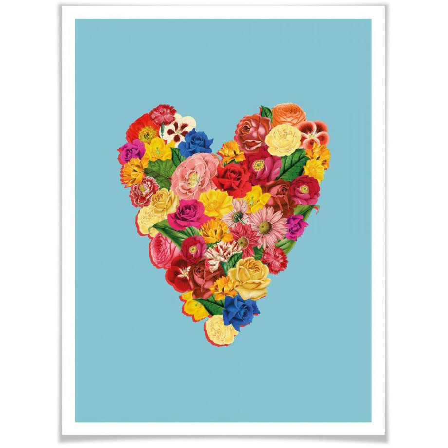 Wall-Art Poster Bloemen hart Poster zonder lijst (1 stuk) afbeelding 1