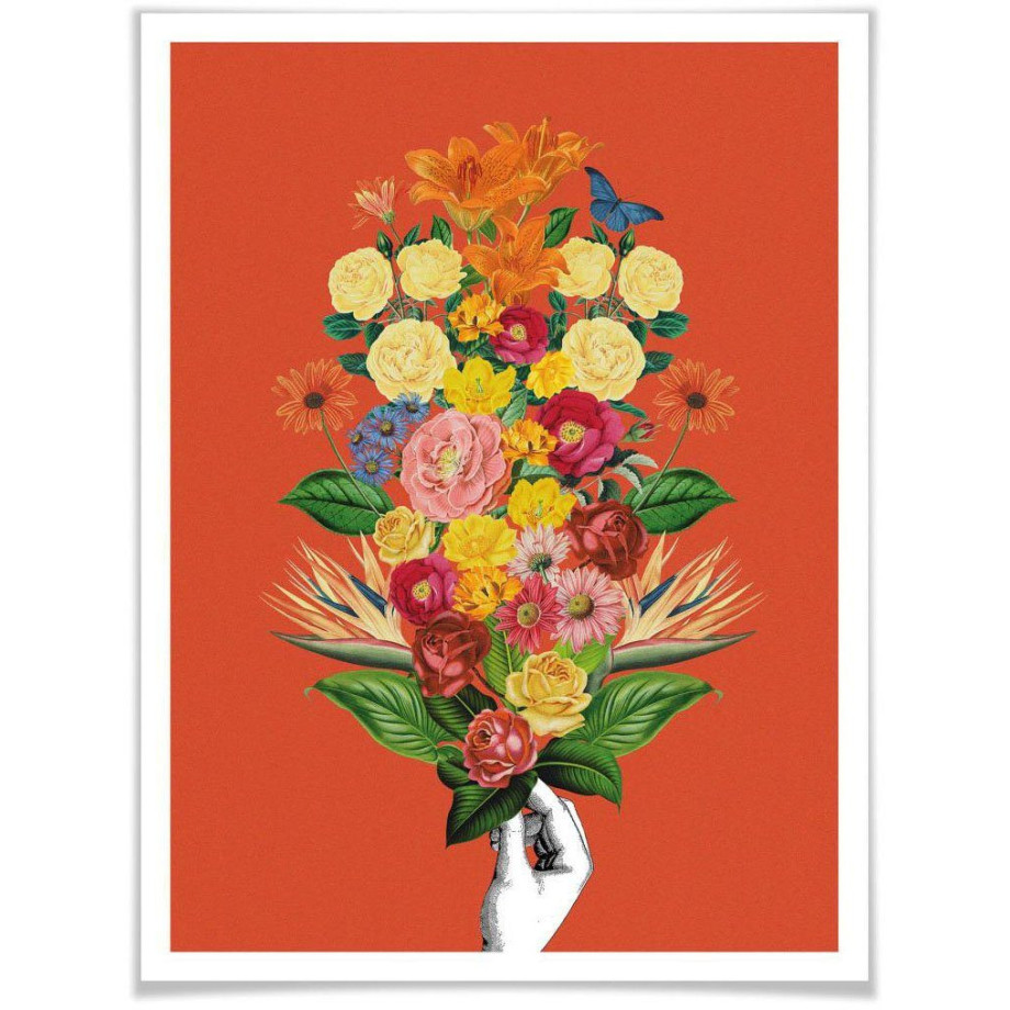 Wall-Art Poster Botanical rood Poster zonder lijst (1 stuk) afbeelding 1