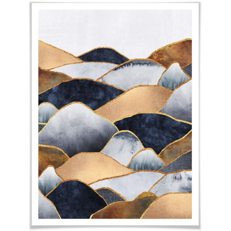 Wall-Art Poster Goud effect bergen gouden heuvel (1 stuk) afbeelding 1