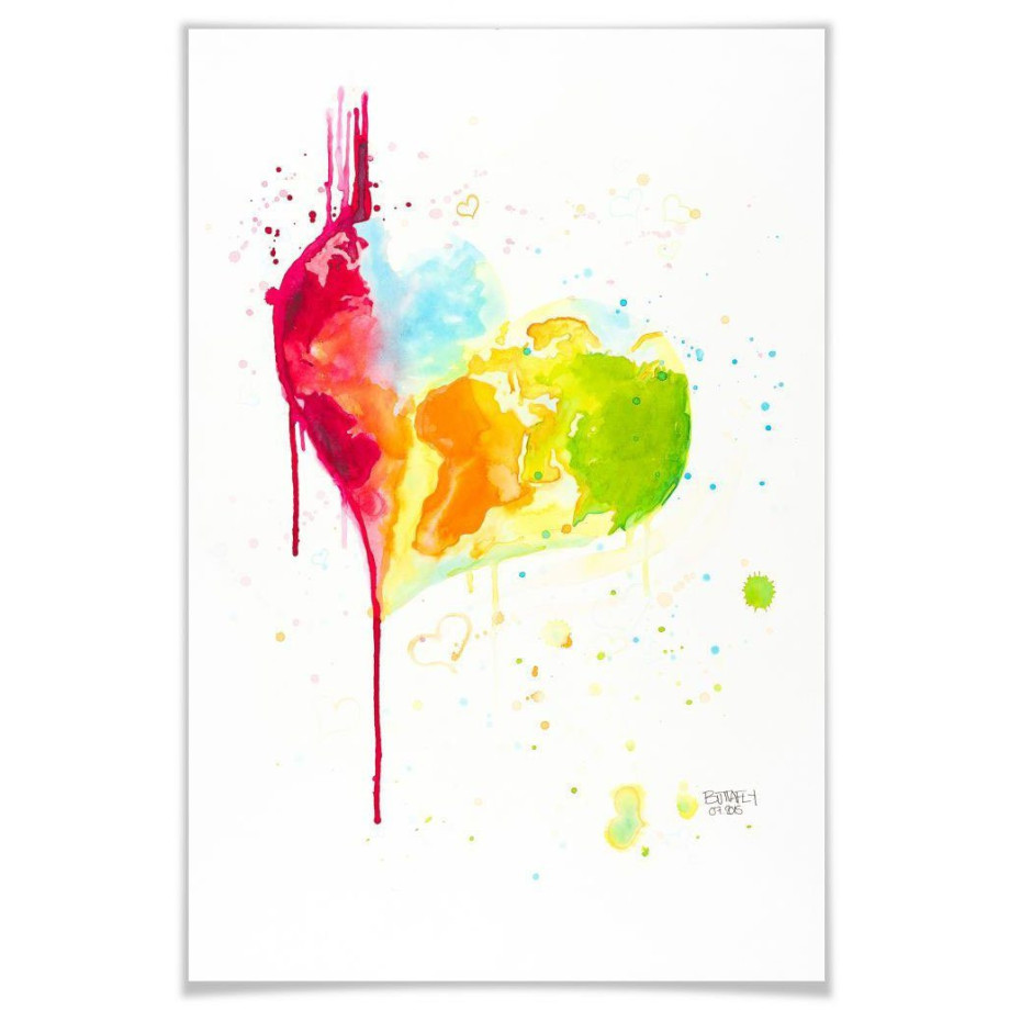 Wall-Art Poster Heart World Poster zonder lijst (1 stuk) afbeelding 1