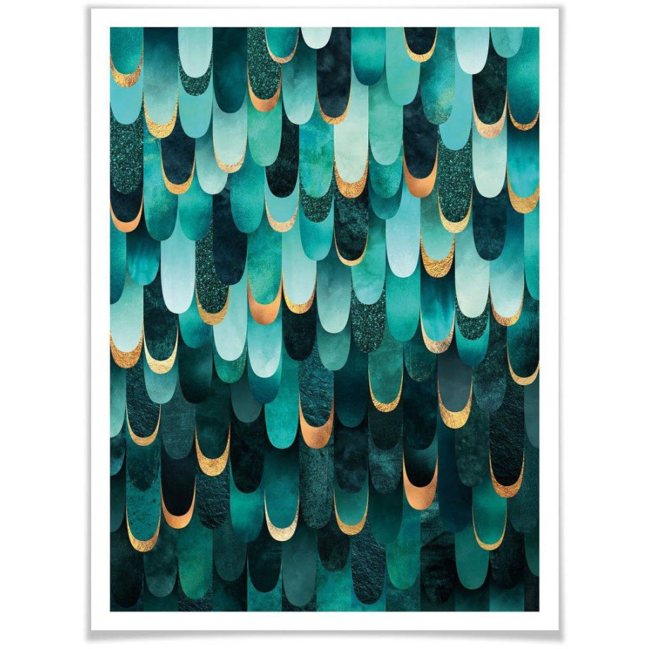 Wall-Art Poster Turquoise veren Poster zonder lijst (1 stuk) afbeelding 1