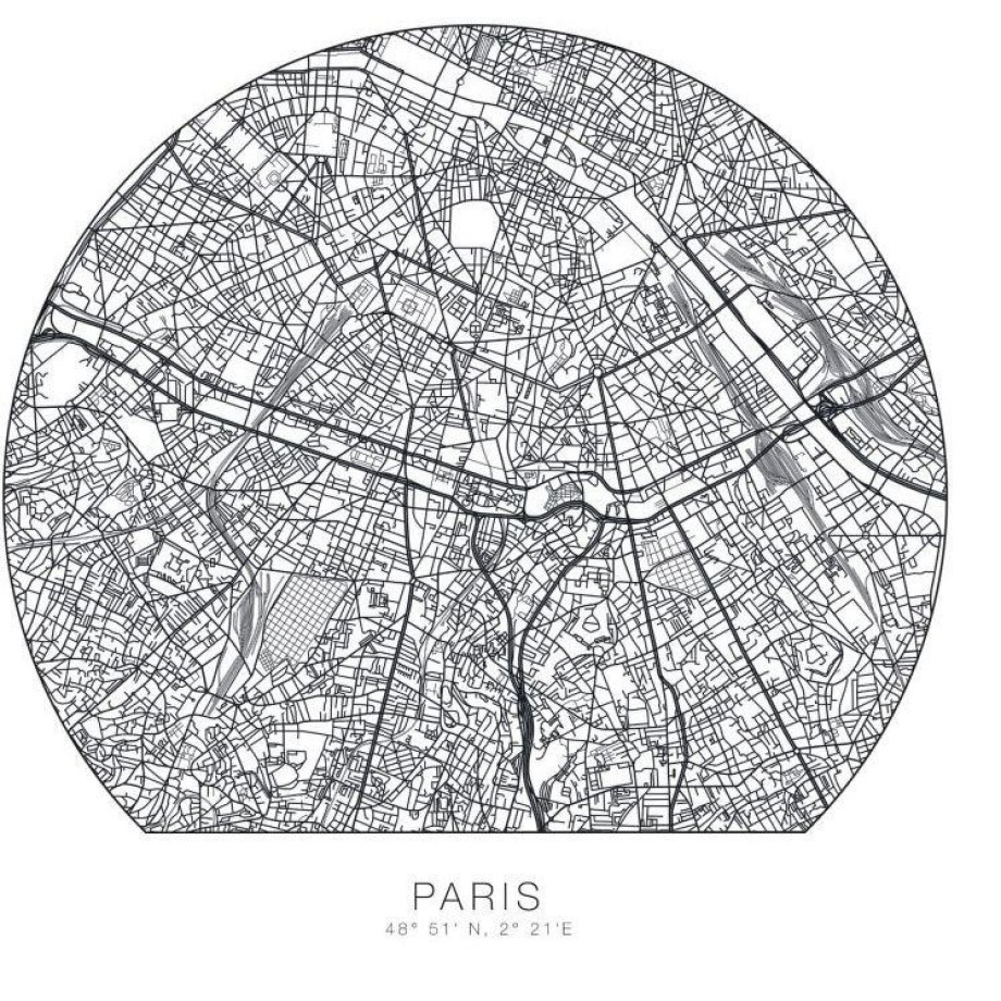 Wall-Art Wandfolie Parijs Behang rond plattegrond (1 stuk) afbeelding 1