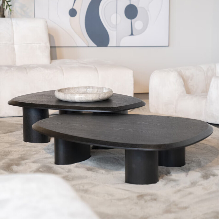 Eleonora Organische Salontafel 'Walter' Eiken, 96 x 78cm, kleur Zwart (per stuk) Eleonora Organische Salontafel 'Walter' Eiken, 96 x 78cm, kleur Zwart (per stuk) afbeelding 1