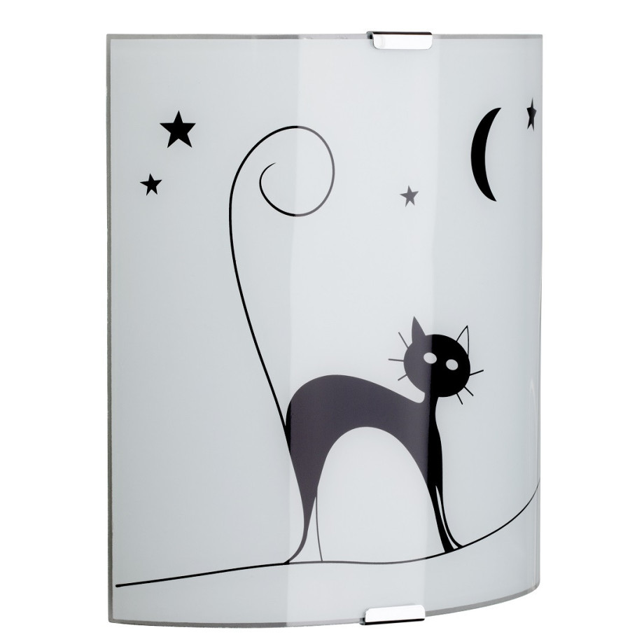 Wandlamp Cat 1xE27 60Watt in wit met zwart afbeelding 1
