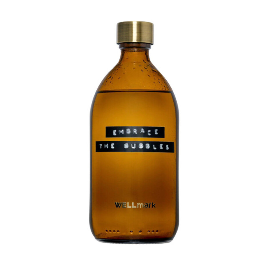 Wellmark Badzeep bruin glas messing dop fles 500ml tekst EMBRACE THE BUBBLES 8720165018611 afbeelding 1