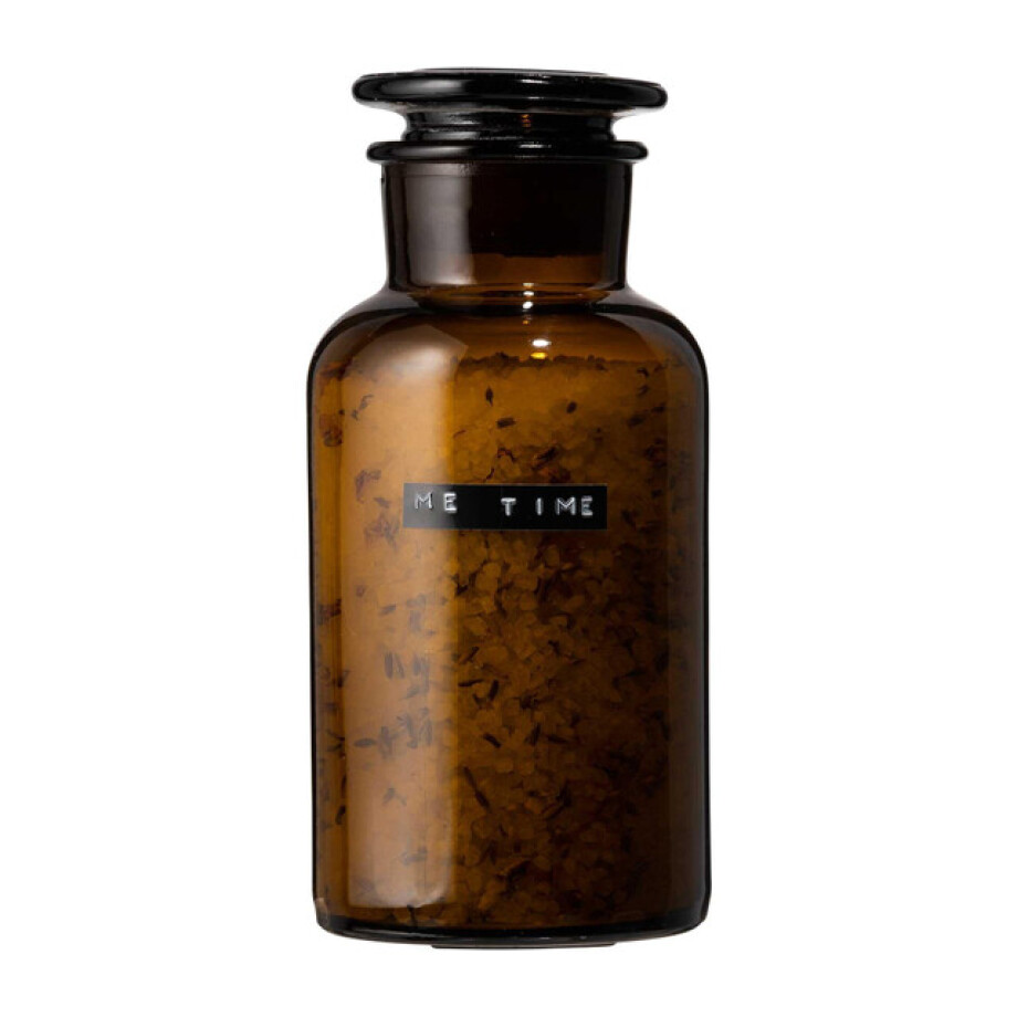 Wellmark Badzout bruin glas Apothekers pot 500ml Lavendel tekst ME TIME 8720254397016 afbeelding 1