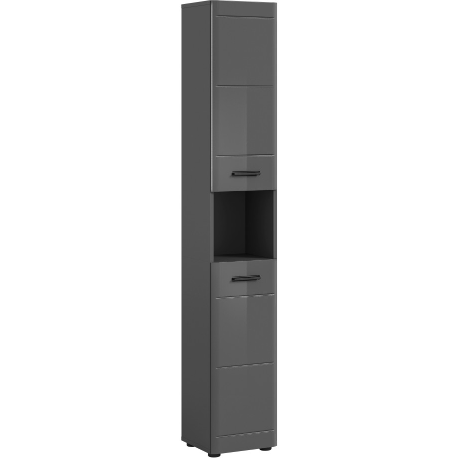 welltime Hoge kast Doux, hoogte 180 cm, 2 deuren, 1 open vak, 3 planken Deuraanslag verwisselbaar, MDF front, badkamerkast, badkamermeubels, badkamer afbeelding 1