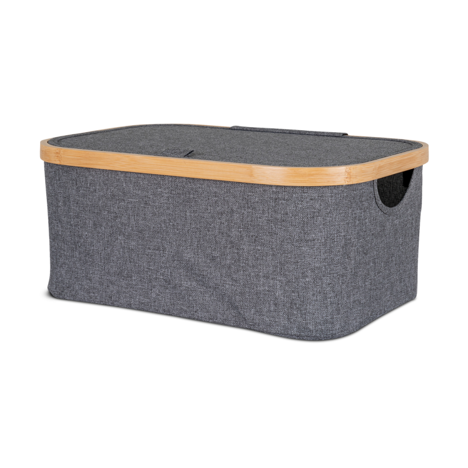 Wendy stoffen opbergmand donkergrijs - 38 x 26 cm Wendy stoffen opbergmand donkergrijs - 38 x 26 cm afbeelding 1