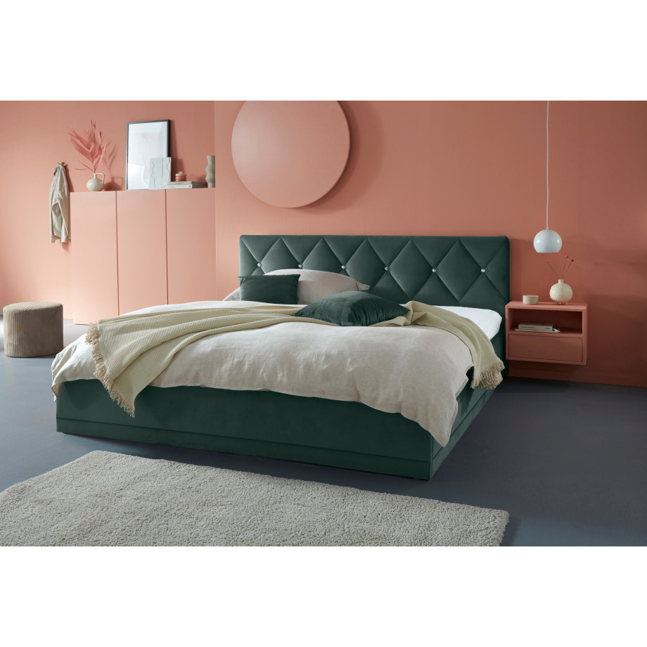 Westfalia Polsterbetten Gestoffeerd bed ADAMAS ook met bedlade, knoopdetails met stras afbeelding 1