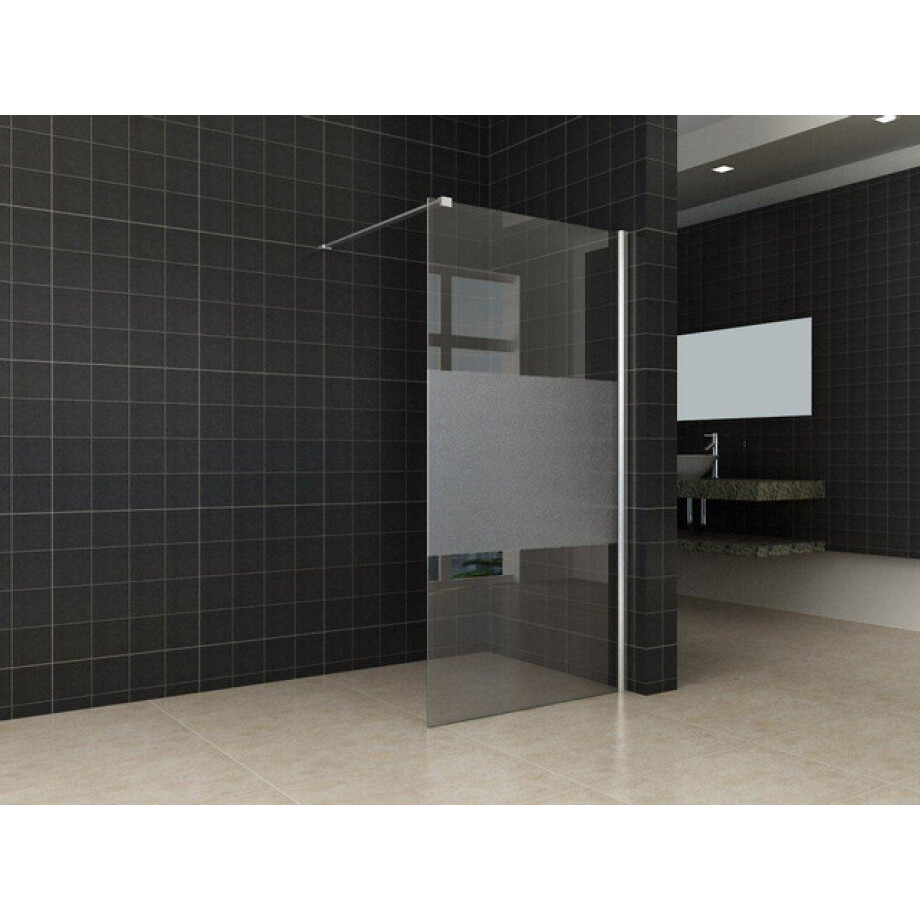 Wiesbaden Comfort inloopdouche 1200 x 2000 x 10 mm nano helder glas met melkglas middenband/chroom 20.4210 afbeelding 1