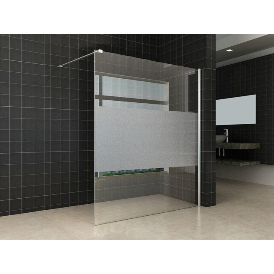 Wiesbaden Comfort inloopdouche 1600 x 2000 x 8 mm nano helder glas met melkglas middenband/chroom 20.3954 Wiesbaden Comfort inloopdouche 1600 x 2000 x 8 mm nano helder glas met melkglas middenband/chroom 20.3954 afbeelding 1