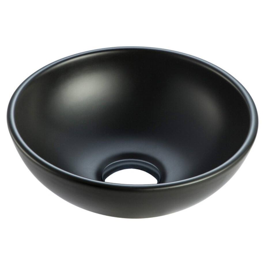 Wiesbaden Kimo waskom rond 28 x 10 cm keramiek mat zwart 32.3414 afbeelding 1